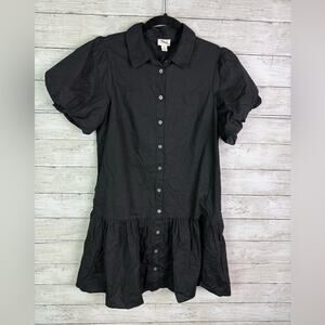 J Crew Bubble Sleeve Shirt Dress Black Size 2